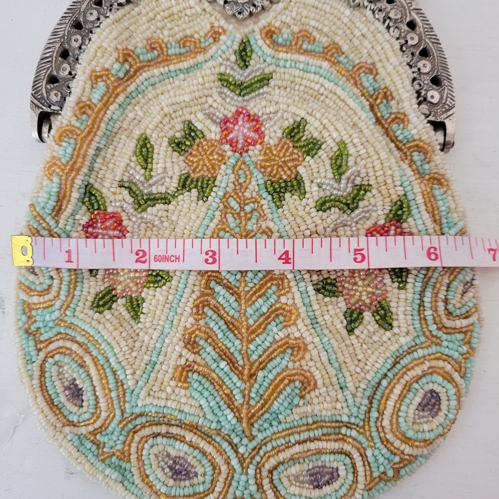 Vintage Beaded Floral Handbag Beautiful Colors, Pink, Green, Blue, and Gold - Picture 14 of 16